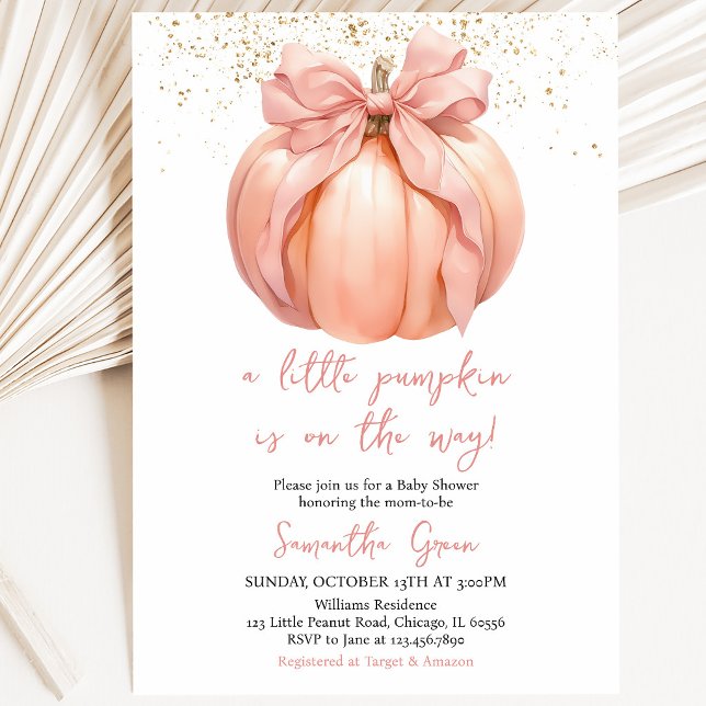 Pink Bow Pumpkin Baby Dusche Einladung (Von Creator hochgeladen)