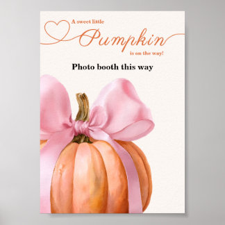 Pink Bow Pumpkin Baby Dusche "Foto Booth This way Poster