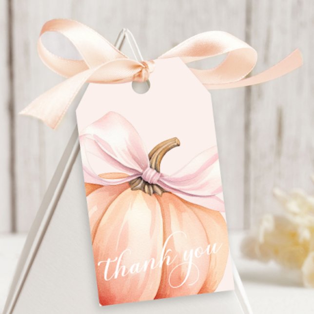 Pink Bow Pumpkin Baby Dusche Geschenkanhänger (Von Creator hochgeladen)