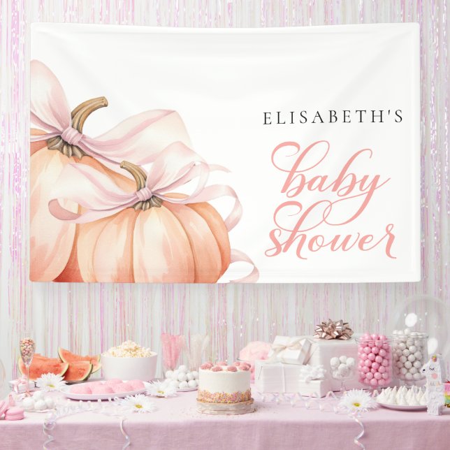 Pink Bow Pumpkin Baby Dusche Hintergrund Banner (Party)