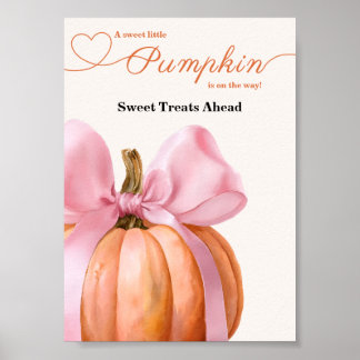 Pink Bow Pumpkin Baby Dusche "Sweet Leckereien Ahe Poster