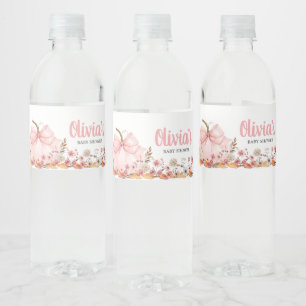 Pink Bow Pumpkin Baby Dusche Wasserflaschenetikett