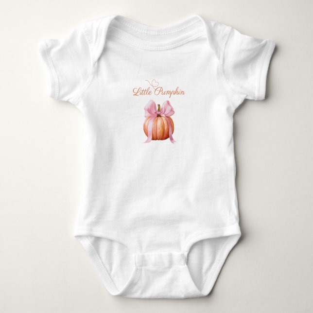 Pink Bow Pumpkin Baby Jersey Bodysuit | Niedlich Strampler (Vorderseite)