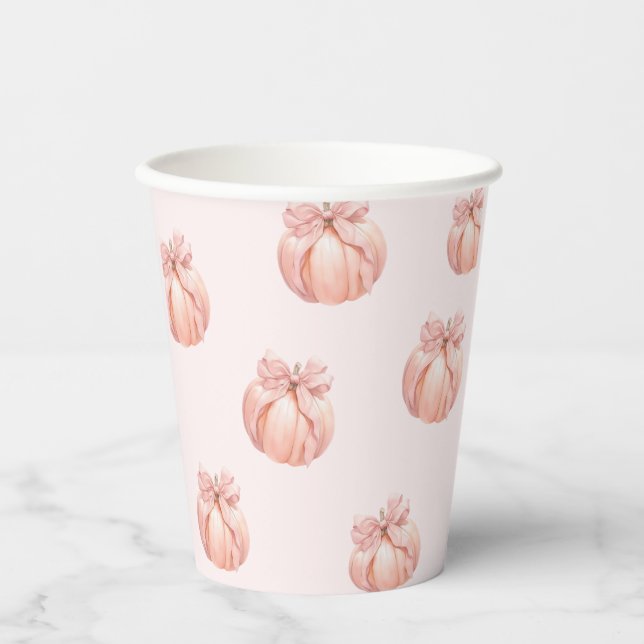 Pink Bow Pumpkin Baby Shooting Paper Cup Pappbecher (Vorderseite)