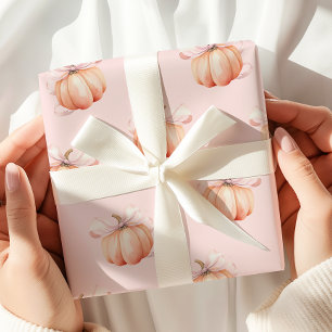 Pink Bow Pumpkin Coquette Geschenkpapier