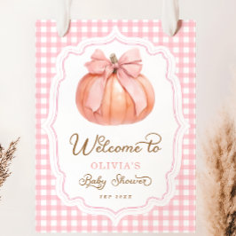 Pink Bow Pumpkin Girl Babydusche Willkommen Poster