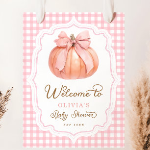 Pink Bow Pumpkin Girl Babydusche Willkommen Poster