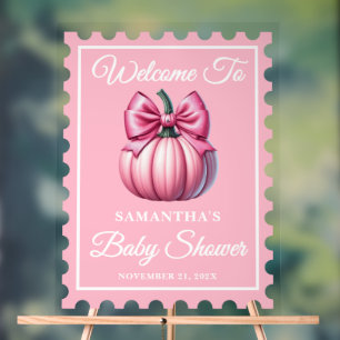 Pink Bow Pumpkin Postage Briefmarke Baby Dusche Wi Acrylschild