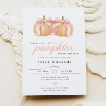 Pink Bow Pumpkin Twin Baby Shower