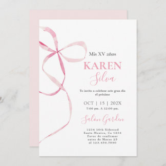 Pink Bow Quinceanera Einladung