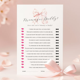 Pink Bow rät, wer Baby Showspiel Briefpapier