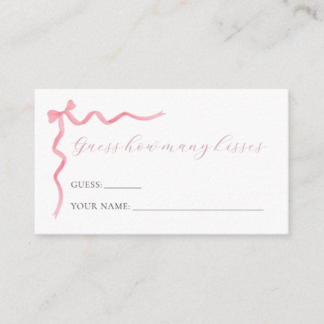 Pink Bow rät, wie viele Kisses Game Card Begleitkarte (Vorderseite)
