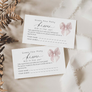Pink Bow räusst wie viele Kisses Bridal Game Begleitkarte