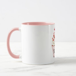 Pink Bow Red Hearts Cupcake Birthday Tasse