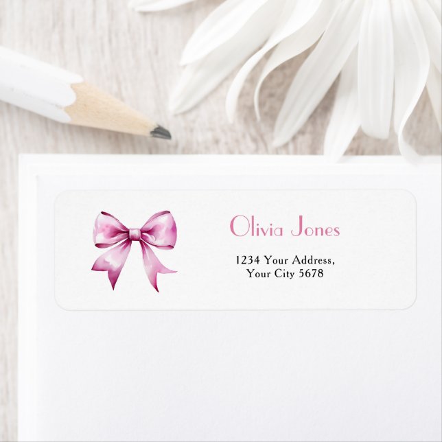 Pink Bow Ribbon Babydusche Adresse (Insitu)