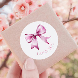 Pink Bow Ribbon Babydusche Danke Runder Aufkleber