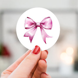 Pink Bow Ribbon Babydusche Runder Aufkleber