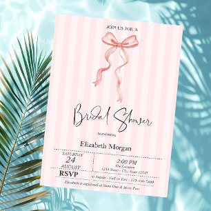 Pink Bow Ribbon Rosa Streifen Brautparty Einladung