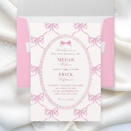 Pink bow ribbon wedding  einladung