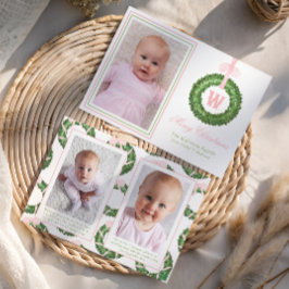 Pink Bow Sash Weihnachtsfeier Feiertagskarte