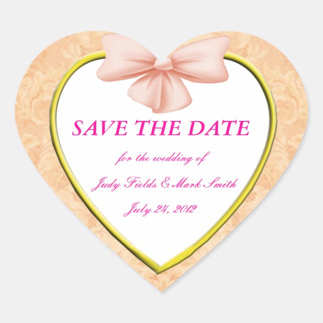 Pink Bow Save the Date Stickers (Vorderseite)