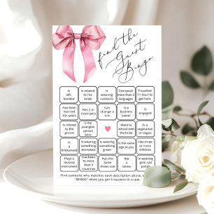 Pink Bow Script Finden Sie das Gast-Bingo-Spiel