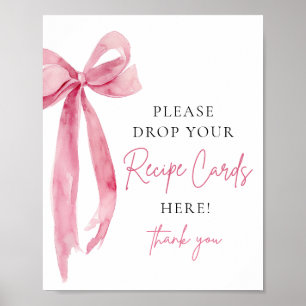 Pink Bow Share a Recicard Brautparty Sign Poster