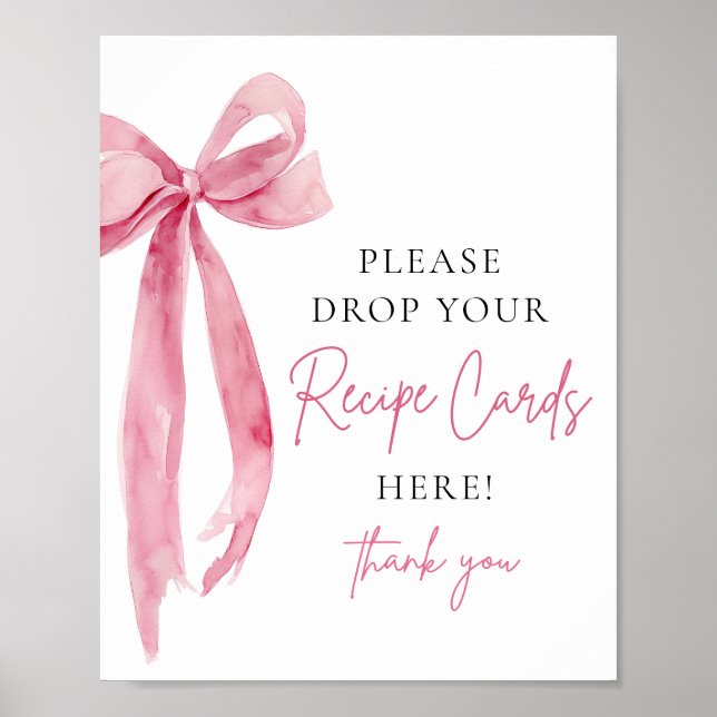 Pink Bow Share a Recicard Brautparty Sign Poster (Vorne)