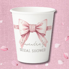 Pink Bow Shes binden das Brautparty des Knotens Pappbecher