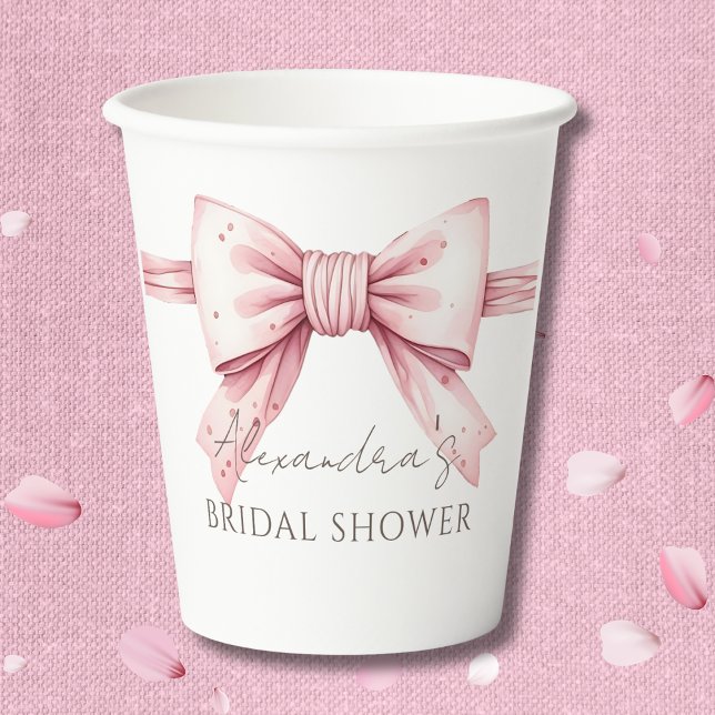 Pink Bow Shes binden das Brautparty des Knotens Pappbecher (Von Creator hochgeladen)