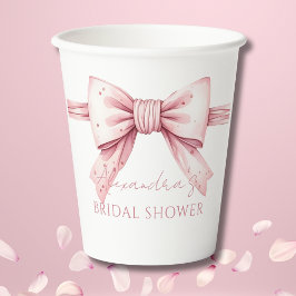 Pink Bow Shes binden das Brautparty des Knotens Pappbecher