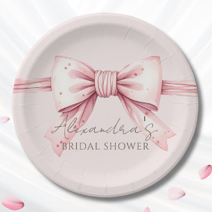 Pink Bow Shes binden das Brautparty des Knotens Pappteller