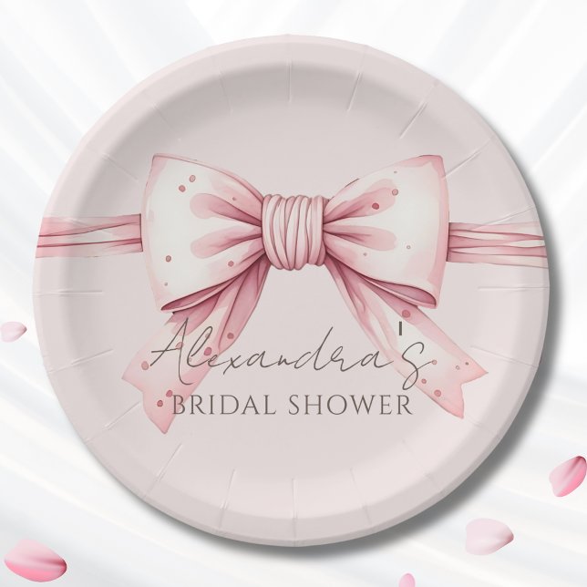 Pink Bow Shes binden das Brautparty des Knotens Pappteller (Von Creator hochgeladen)