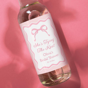 Pink Bow Shes binden das Brautparty des Knotens Weinetikett