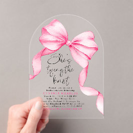 Pink Bow She's Tying the Knot Bridal Shower  Acryleinladungen