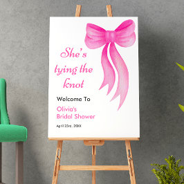 Pink Bow She's Tying the Knot Bridal Shower Poster