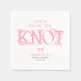 Pink Bow She's Tying the Knot Chic Bridal Shower Serviette