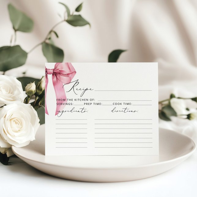Pink Bow Sie bindet Bridal Rezeptkarte (Von Creator hochgeladen)