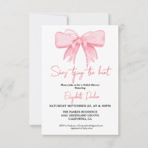 Pink Bow, sie bindet das Brautparty am Knoten Einladung