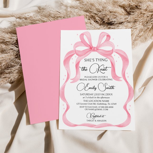 Pink Bow Sie bindet das Brautparty des Knotens Einladung (Von Creator hochgeladen)
