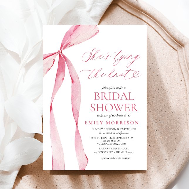 Pink Bow Sie bindet das Brautparty des Knotens Einladung (Von Creator hochgeladen)