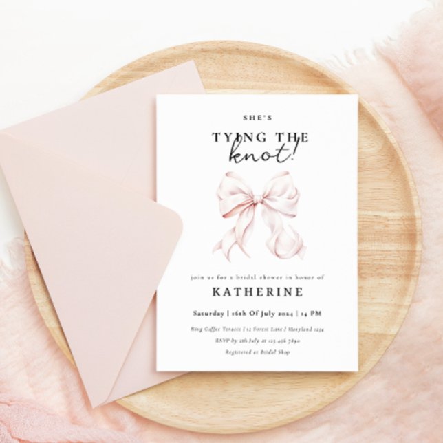 Pink Bow Sie bindet das Brautparty des Knotens Einladung (Von Creator hochgeladen)