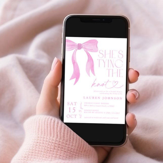Pink Bow Sie bindet das Brautparty des Knotens Einladung (Von Creator hochgeladen)