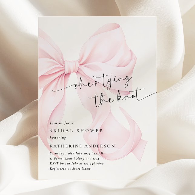 Pink Bow Sie bindet das Brautparty des Knotens Einladung (Von Creator hochgeladen)
