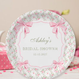 Pink Bow Sie bindet das Brautparty des Knotens Pappteller