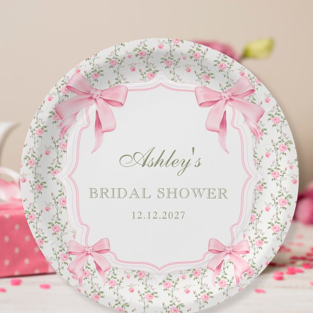 Pink Bow Sie bindet das Brautparty des Knotens Pappteller (Von Creator hochgeladen)