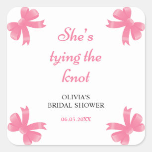Pink Bow Sie bindet das Brautparty des Knotens Quadratischer Aufkleber