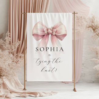 Pink Bow Sie bindet das Brautparty des Knotens Wandteppich