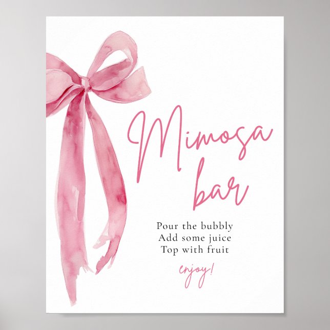 Pink Bow Sie bindet das Knot-Mimosa-Bar-Zeichen Poster (Vorne)