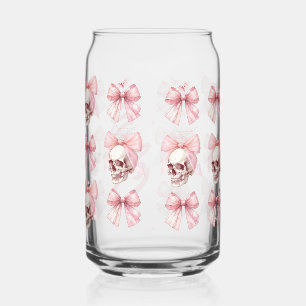 Pink Bow Skull Halloween Glas kann Trinkbehälter